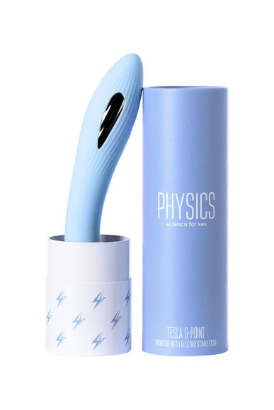 Голубой силиконовый вибратор с электростимуляцией TESLA G-POINT - 21 см. Голубой силиконовый вибратор с электростимуляцией TESLA G-POINT - 21 см.