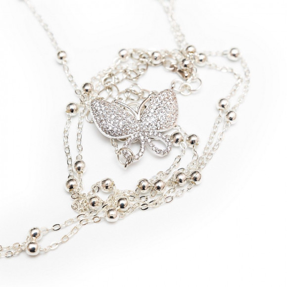 Серебристое колье на тело Farfalla Серебристое колье на тело Farfalla