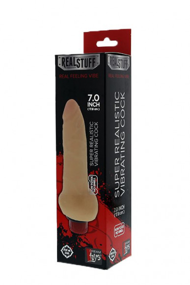 Телесный вибромассажёр-реалистик REALSTUFF REAL FEELING VIBE 7INCH - 17,8 см.