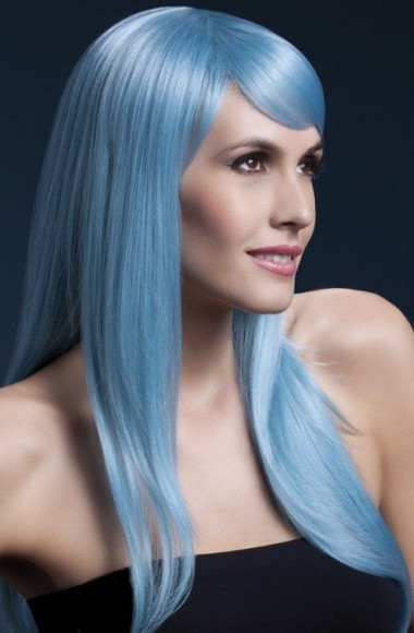 Голубой парик с чёлкой на бок Голубой парик с чёлкой на бок