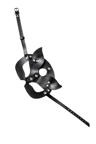 Черная кожаная рельефная маска кошки Черная кожаная рельефная маска кошки