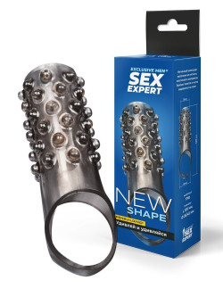 Дымчатая насадка на пенис с выпуклостями - 12 см.