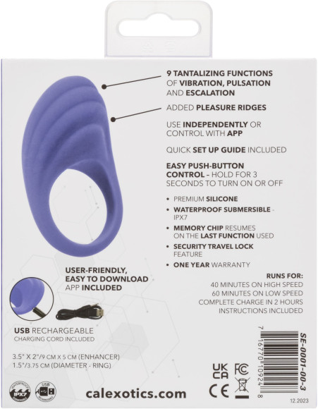 Фиолетовое эрекционное виброкольцо Couples Ring с управлением через приложение Фиолетовое эрекционное виброкольцо Couples Ring с управлением через приложение