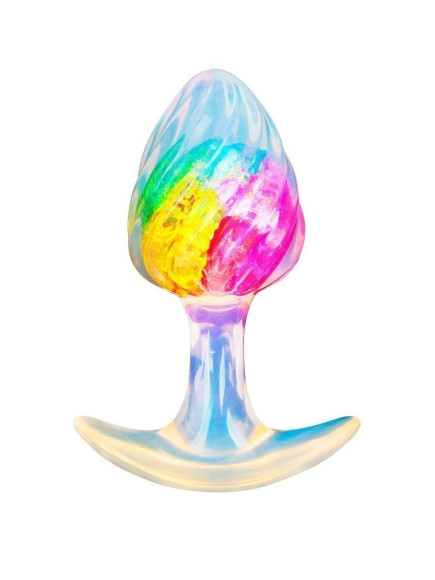 Яркая анальная пробка со спиралевидным рельефом - 9 см.