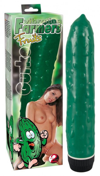Зеленый вибромассажер в виде огурца - 21 см. Зеленый вибромассажер в виде огурца - 21 см.