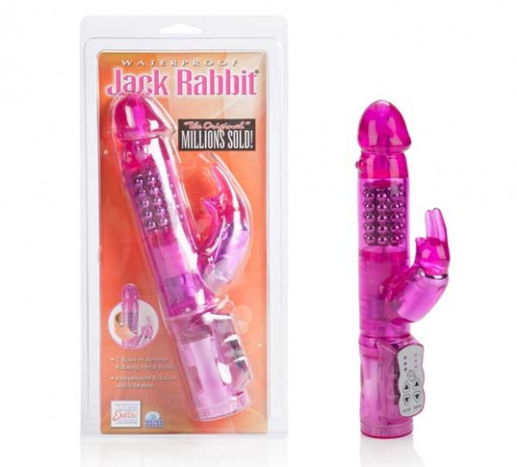 Розовый водонепроницаемый вибромассажер JACK RABBIT Розовый водонепроницаемый вибромассажер JACK RABBIT
