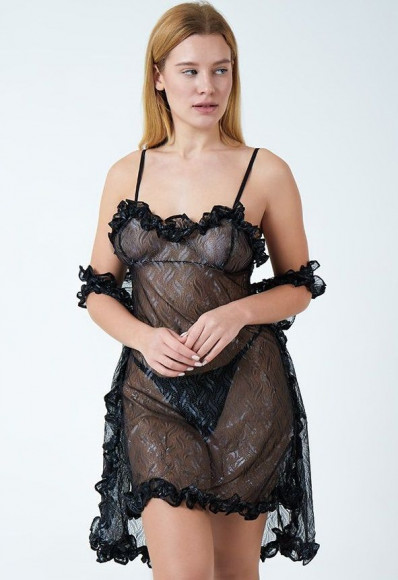 Соблазнительная сорочка с рюшами, накидкой и феромонами Соблазнительная сорочка с рюшами, накидкой и феромонами