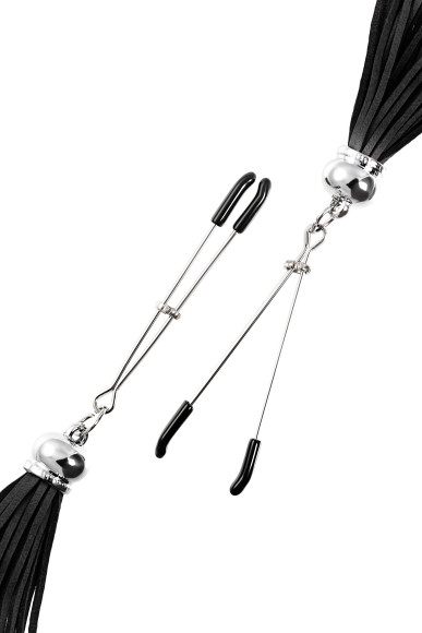 Зажимы на соски «Вилки» с черными кисточками из замши Зажимы на соски «Вилки» с черными кисточками из замши