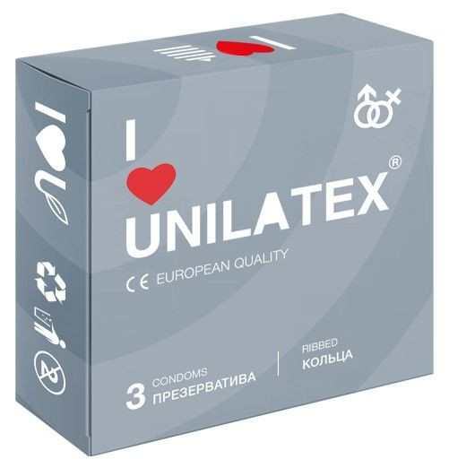 Презервативы с рёбрами Unilatex Ribbed - 3 шт. Презервативы с рёбрами Unilatex Ribbed - 3 шт.