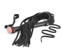 Черная многохвостая плеть с наконечником-розой - 57 см. Черная многохвостая плеть с наконечником-розой - 57 см.