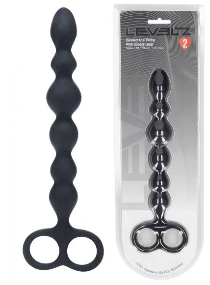 Черная анальная цепочка Beaded Silicone Anal Probe with Double Loop - 24 см. Черная анальная цепочка Beaded Silicone Anal Probe with Double Loop - 24 см.