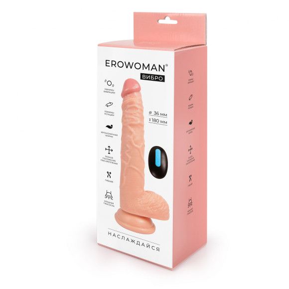 Телесный вибратор-ротатор Erowoman с пультом ДУ - 23 см. Телесный вибратор-ротатор Erowoman с пультом ДУ - 23 см.
