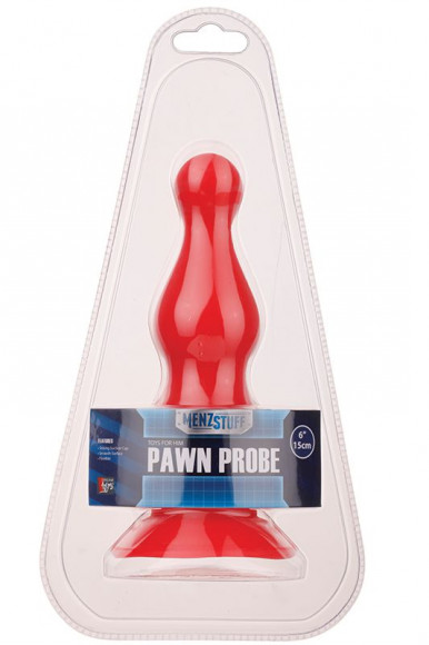 Красная анальная пробка с кончиком-шаром MENZSTUFF PAWN PROBE - 15 см.