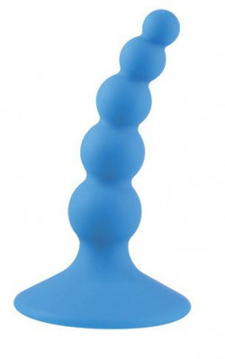 Голубой анальный стимулятор с шариками - 10 см. Голубой анальный стимулятор с шариками - 10 см.