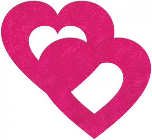 Розовые пестисы на грудь в форме сердечек Розовые пестисы на грудь в форме сердечек