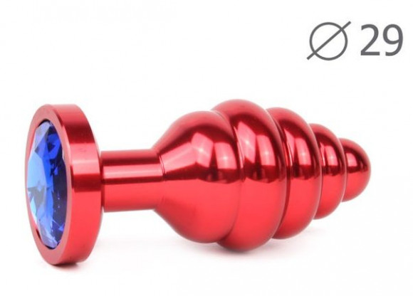 Красная анальная втулка с синим кристаллом - 7,1 см. Красная анальная втулка с синим кристаллом - 7,1 см.