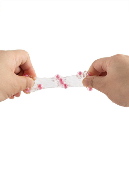 Прозрачная сквозная насадка на пенис с цветными шариками Прозрачная сквозная насадка на пенис с цветными шариками