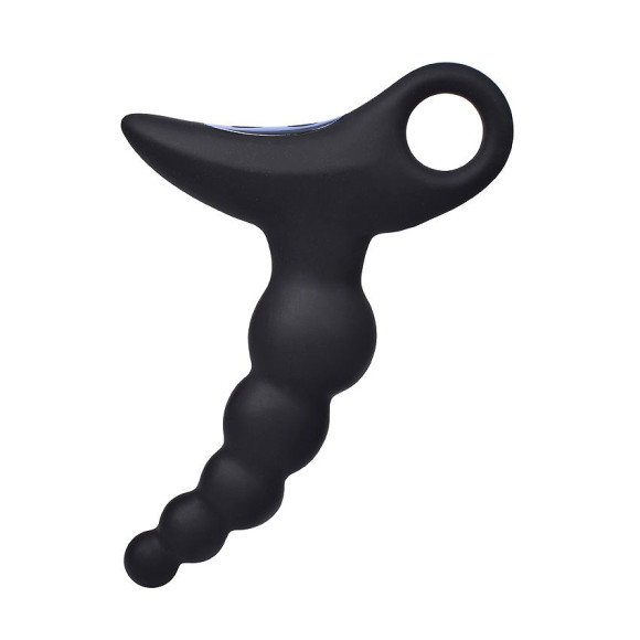 Черный силиконовый анальный вибромассажер-ёлочка с колечком-ограничителем Черный силиконовый анальный вибромассажер-ёлочка с колечком-ограничителем