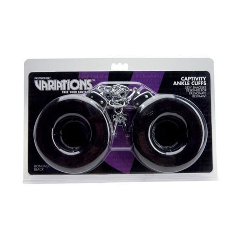 Меховые черные наручники VARIATIONS