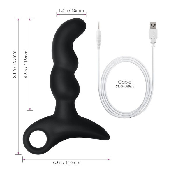 Черный силиконовый анальный вибромассажер-ёлочка Erokay Черный силиконовый анальный вибромассажер-ёлочка Erokay