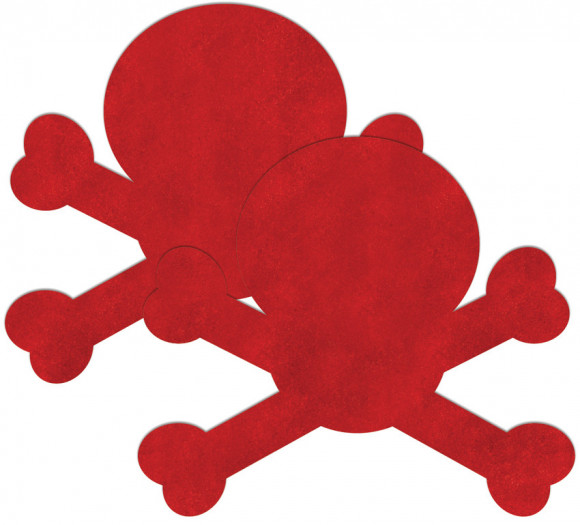 Красные пестис на грудь в форме черепов Красные пестис на грудь в форме черепов