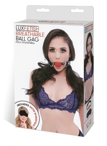 Красный кляп-шарик с отверстиями для дыхания и регулируемым ремешком Красный кляп-шарик с отверстиями для дыхания и регулируемым ремешком