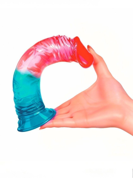 Яркий двухцветный фаллоимитатор с присоской Яркий двухцветный фаллоимитатор с присоской