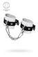 Бело-черные кожаные наручники с одним ремешком с люверсами