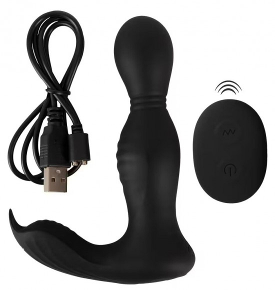 Черная анальная пробка с вибрацией, вращением и пультом ДУ RC Butt Plug with 2 Functions Черная анальная пробка с вибрацией, вращением и пультом ДУ RC Butt Plug with 2 Functions