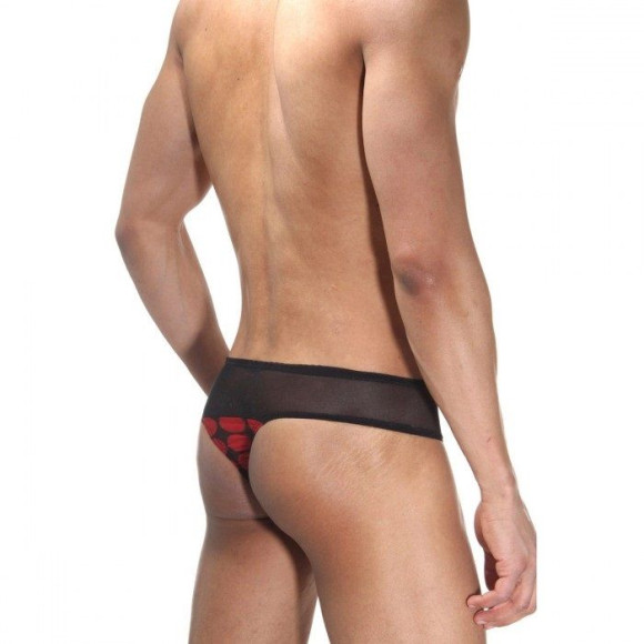 Мужские трусы-тонги с широкой полосой из мелкой сетки Мужские трусы-тонги с широкой полосой из мелкой сетки