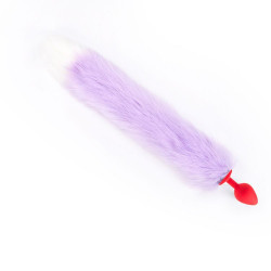 Красная анальная пробка с сиреневым хвостом Красная анальная пробка с сиреневым хвостом