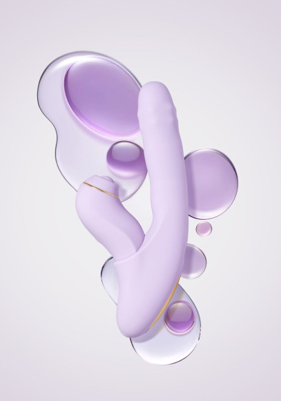Сиреневый вибромассажер со съёмным клиторальным пульсатором DuoGlow Сиреневый вибромассажер со съёмным клиторальным пульсатором DuoGlow