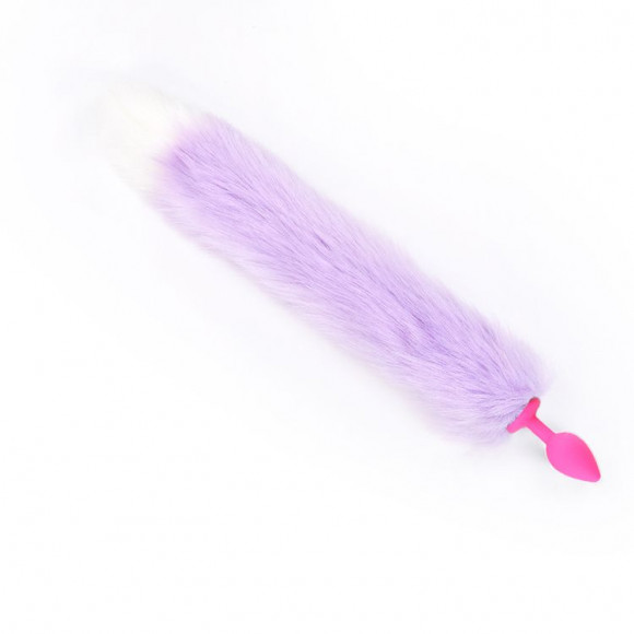 Розовая анальная пробка с сиреневым хвостом Розовая анальная пробка с сиреневым хвостом