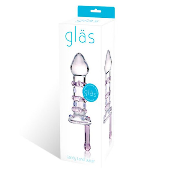 Небольшой стеклянный фаллос с ручкой Candy Land Juicer - 11,5 см. Небольшой стеклянный фаллос с ручкой Candy Land Juicer - 11,5 см.