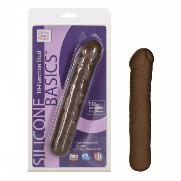 Реалистичный темнокожий вибратор Silicone Basics 10-Function Stud - 17,25 см. Реалистичный темнокожий вибратор Silicone Basics 10-Function Stud - 17,25 см.
