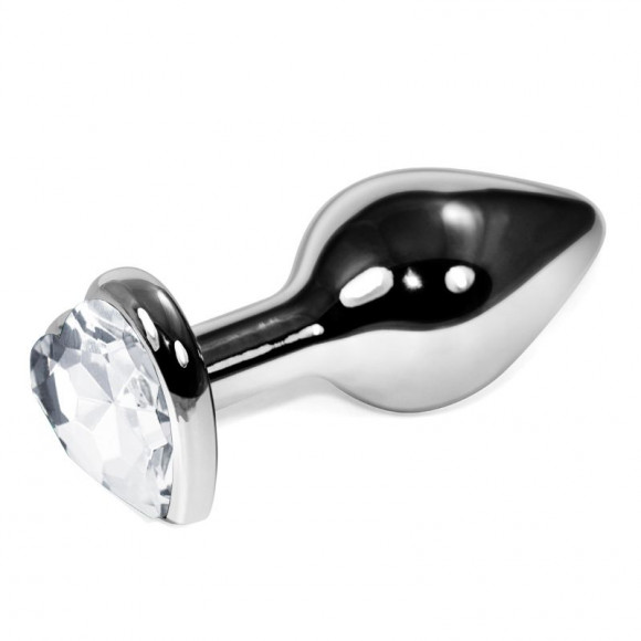 Серебристая анальная пробка Vander с прозрачным кристаллом-сердечком - 8,5 см. Серебристая анальная пробка Vander с прозрачным кристаллом-сердечком - 8,5 см.