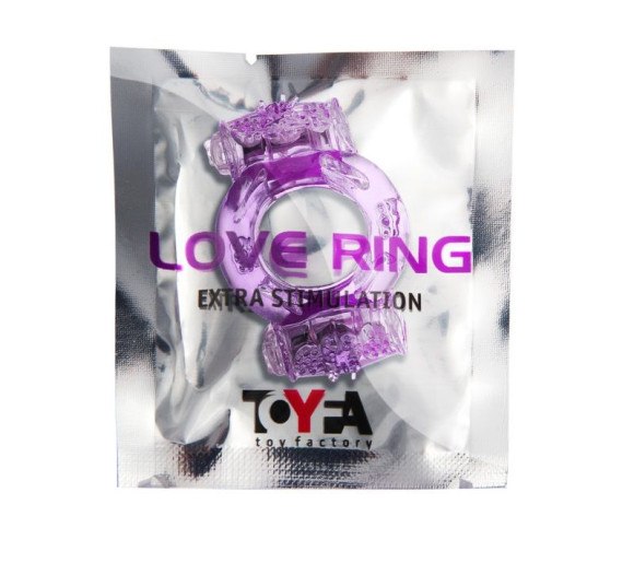 Фиолетовое виброкольцо с двумя вибропульками Фиолетовое виброкольцо с двумя вибропульками