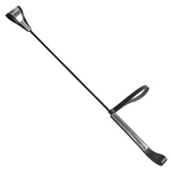 Чёрно-серебристый стек с хлопушкой из кожи - 62 см. Чёрно-серебристый стек с хлопушкой из кожи - 62 см.