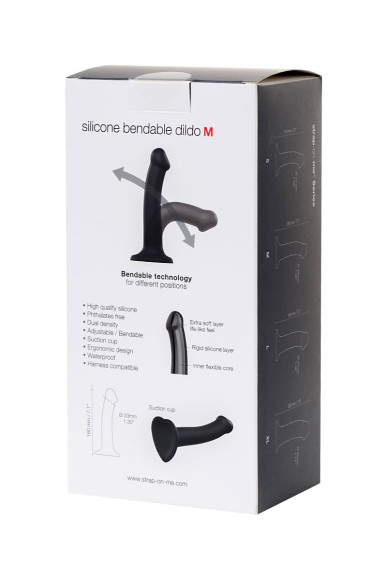 Черный фаллос на присоске Silicone Bendable Dildo M - 18 см. Черный фаллос на присоске Silicone Bendable Dildo M - 18 см.