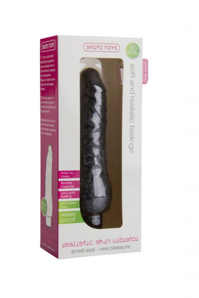 Чёрный вибратор-реалистик Realistic Skin Vibrator Small - 16,3 см.