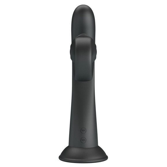 Черный вибратор на присоске с закрученным клиторальным отростком - 20 см. Черный вибратор на присоске с закрученным клиторальным отростком - 20 см.