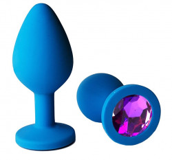 Голубая анальная пробка с фиолетовым кристаллом - 7 см. Голубая анальная пробка с фиолетовым кристаллом - 7 см.
