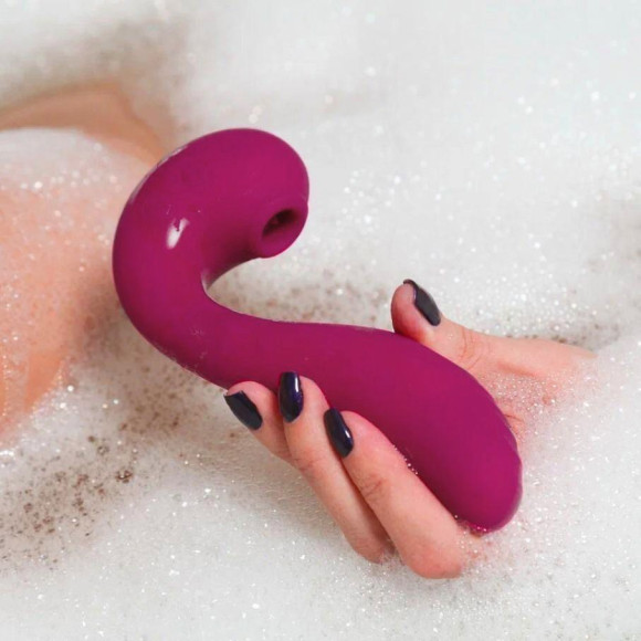 Бордовый вакуум-волновой вибратор 3-в-1 с язычком Calypso Бордовый вакуум-волновой вибратор 3-в-1 с язычком Calypso