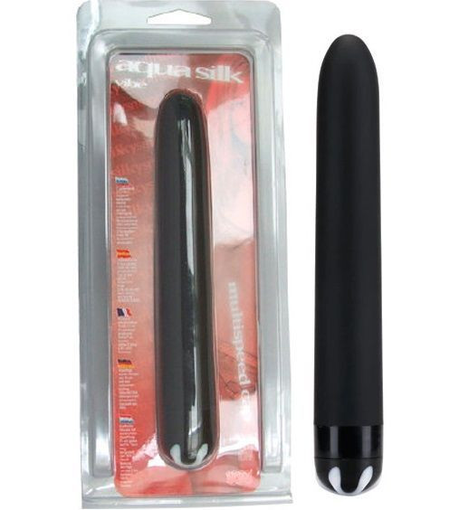 Черный гладкий вибромассажер Aqua Silk - 15,5 см. Черный гладкий вибромассажер Aqua Silk - 15,5 см.