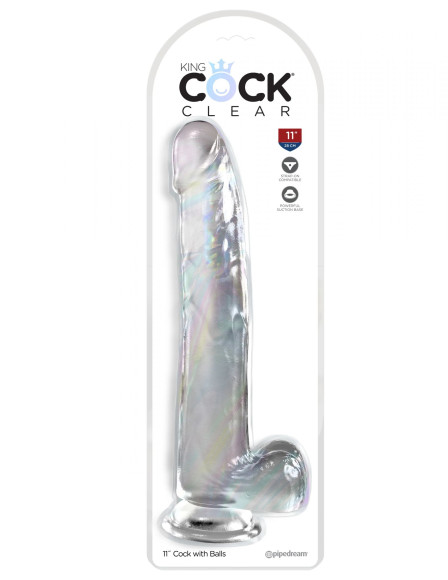 Прозрачный фаллоимитатор с мошонкой на присоске 11’’ Cock with Balls - 30,5 см. Прозрачный фаллоимитатор с мошонкой на присоске 11’’ Cock with Balls - 30,5 см.