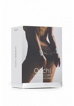 Белые наручники из кожи с заклёпками Белые наручники из кожи с заклёпками