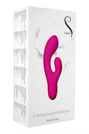 Розовый перезаряжаемый вибромассажер Whooper Swan со стимулятором клитора - 18,8 см. Розовый перезаряжаемый вибромассажер Whooper Swan со стимулятором клитора - 18,8 см.