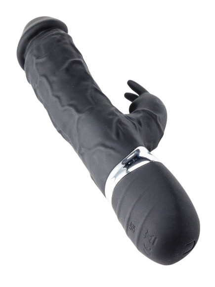 Черный реалистичный вибратор-кролик - 23 см. Черный реалистичный вибратор-кролик - 23 см.