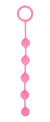 Розовая анальная цепочка с кольцом-ограничителем - 23 см.