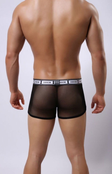 Сетчатые трусы-боксеры Cockcon Trunks с принтом на гульфике Сетчатые трусы-боксеры Cockcon Trunks с принтом на гульфике